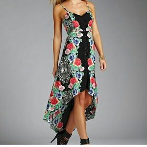 Guess high low floral button down dress XS (D3)